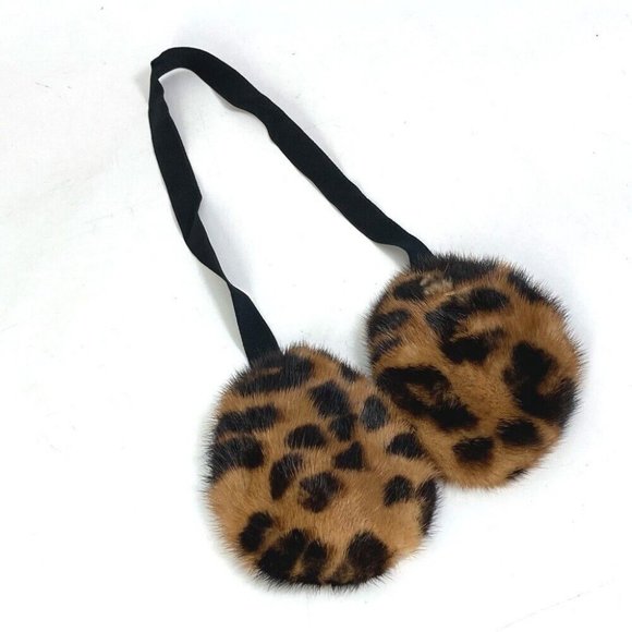 LOUIS VUITTON leopard pattern ear muffler ear warmer Earmuff Brown/Black - Picture 1 of 6